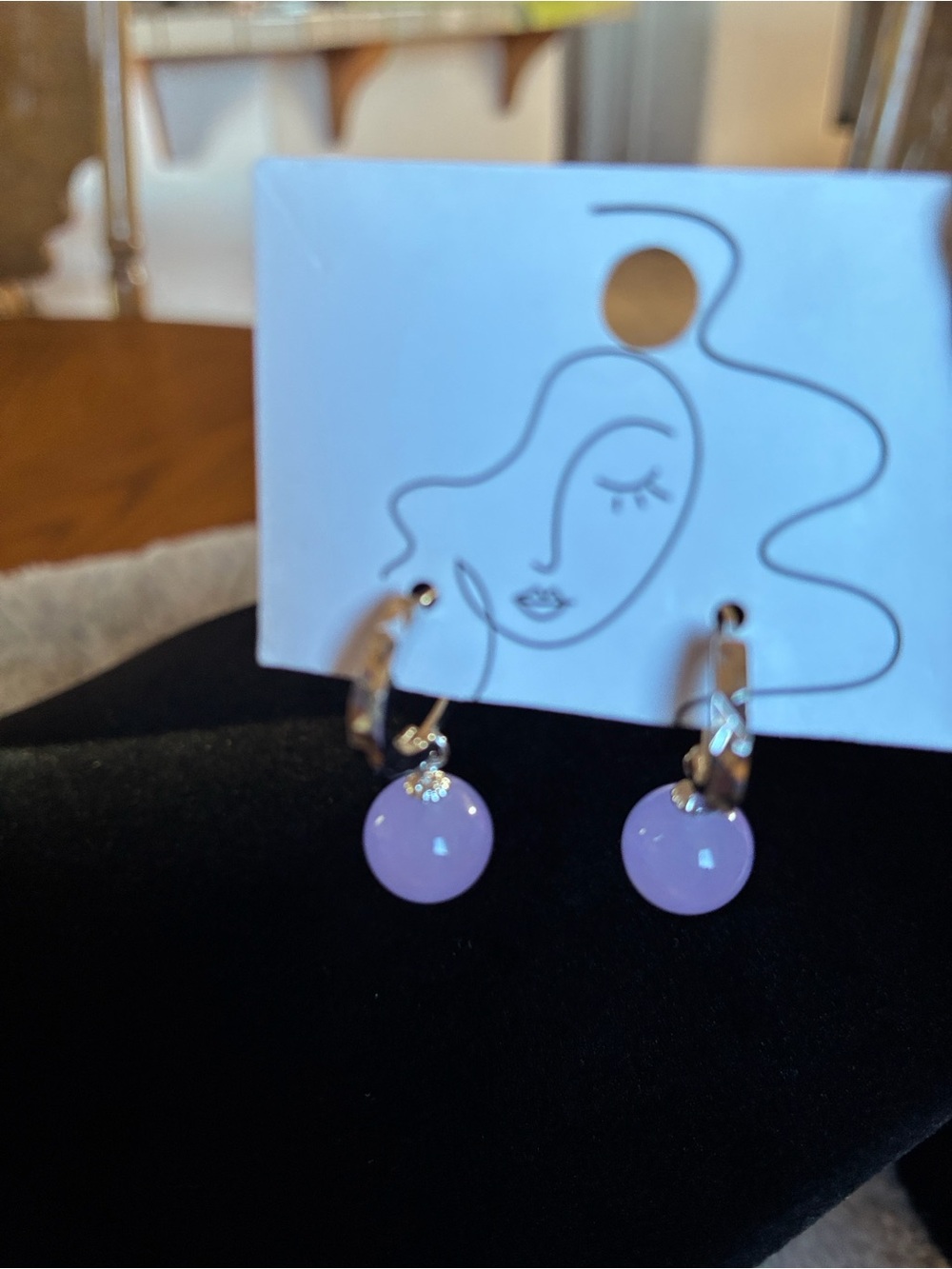 Lilac Drop Hoop Earrings with Silver-Tone Hoops - Women Jewelry 925